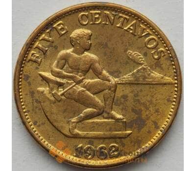 Монета Филиппины 5 сентаво 1962 КМ187 AU (J05.19) арт. 15792