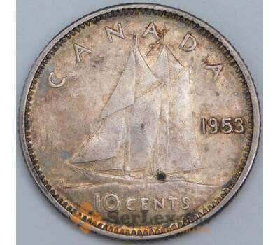 Канада 10 центов 1953 КМ51 XF  арт. 57257