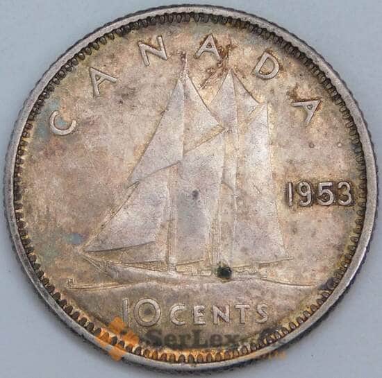 Канада 10 центов 1953 КМ51 XF  арт. 57257