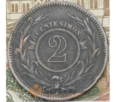 Монета Уругвай 2 сентесимо 1869 КМ12 VF арт. 38570