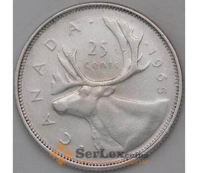 Монета Канада 25 центов 1965 КМ62 XF арт. 30719