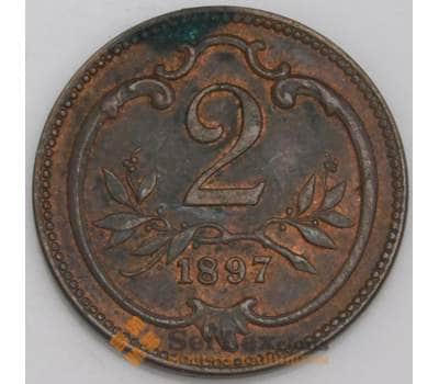 Монета Австрия 2 геллера 1897 КМ2801 AU арт. 9220