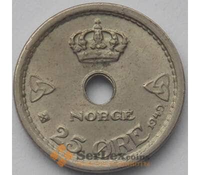 Монета Норвегия 25 эре 1949 КМ384 UNC (J05.19) арт. 17016