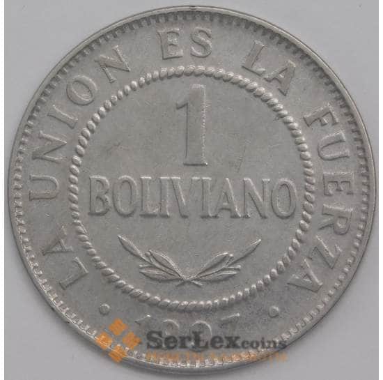 Боливия монета 1 боливиано 1997 KM205 aUNC арт. 41274