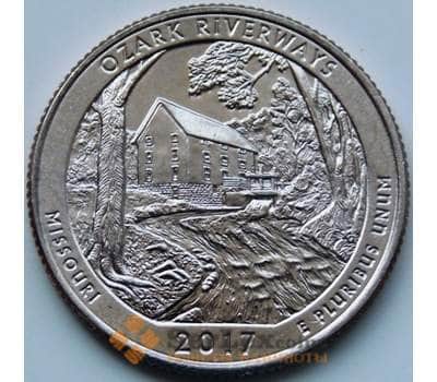 Монета США 25 центов 2017 38 парк Национальные водные пути Озарк D арт. 7051