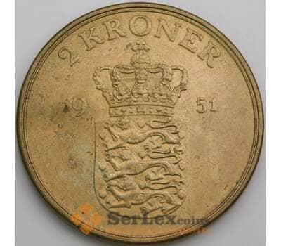 Дания монета 2 кроны 1951 КМ838 aUNC арт. 49509