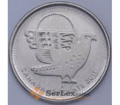 Монета Канада 25 центов 2011 Орел Сапсан XF арт. 23881