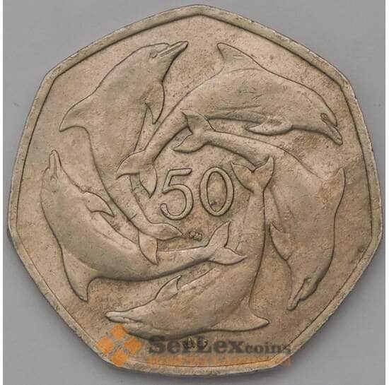 Гибралтар 50 пенсов 2001 КМ778 XF Дельфины арт. 38043