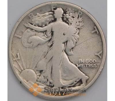 США монета коллкционная 1/2 1917 S КМ142 F арт. 43094