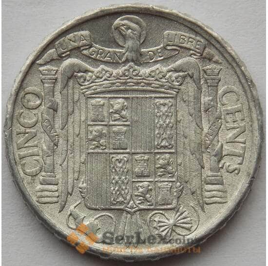 Испания 5 сентимо 1945 КМ765 XF (J05.19) арт. 15210