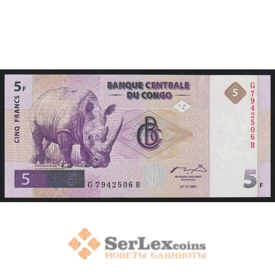 Конго 5 франков 1997 Р86 UNC NBBPW арт. 52811