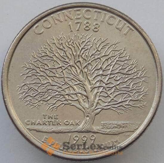 США 25 центов 1999 P КМ297 aUNC Кеннектикут (J05.19) арт. 17320