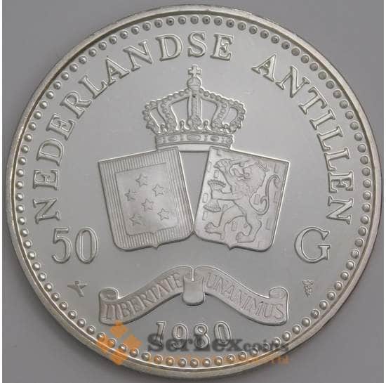 Нидерландские Антиллы монета 50 гульденов 1980 КМ28 BU арт. 47616