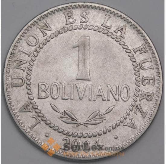 Боливия монета 1 боливиано 2004 KM205 AU арт. 41277