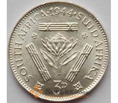 Монета Южная Африка ЮАР 3 пенса 1944 КМ26 aUNC арт. 14154