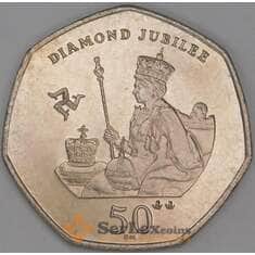 Мэн остров 50 пенсов 2012 КМ1488 UNC Бриллиантовый юбилей арт. 52118