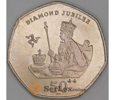 Мэн остров 50 пенсов 2012 КМ1488 UNC Бриллиантовый юбилей арт. 52118