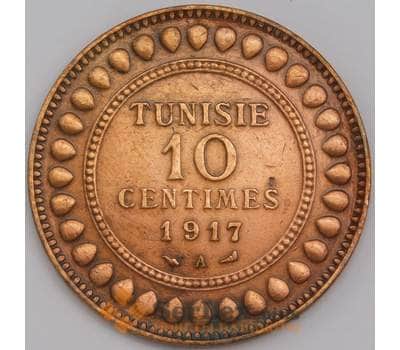 Тунис монета 10 сантимов 1917 КМ236 XF лак арт. 43315
