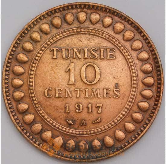 Тунис монета 10 сантимов 1917 КМ236 XF лак арт. 43315