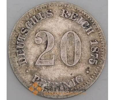 Германия монета 20 пфеннигов 1875 D КМ5 VF арт. 46094