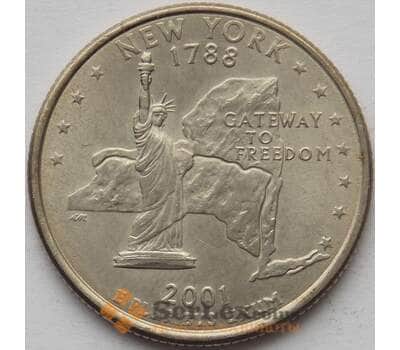 Монета США 25 центов 2001 D КМ318 UNC Нью Йорк (J05.19) арт. 15816