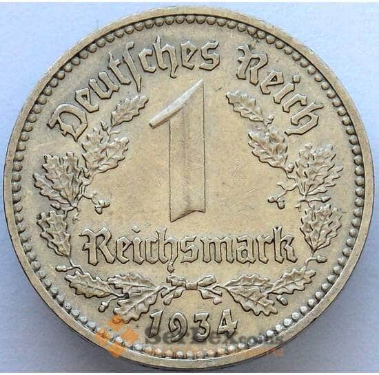 Германия 1 рейхсмарка 1934 D КМ78 XF (J05.19) арт. 16788