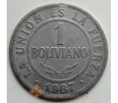 Монета Боливия 1 боливиано 1987 КМ205 VF арт. 6305