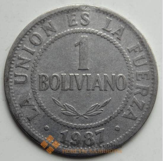 Боливия 1 боливиано 1987 КМ205 VF арт. 6305