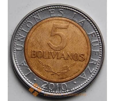 Монета Боливия 5 боливиано 2010 КМ219 VF арт. 6300