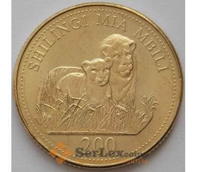 Монета Танзания 200 шиллингов 1998 КМ34 UNC Лев Фауна (J05.19) арт. 16676
