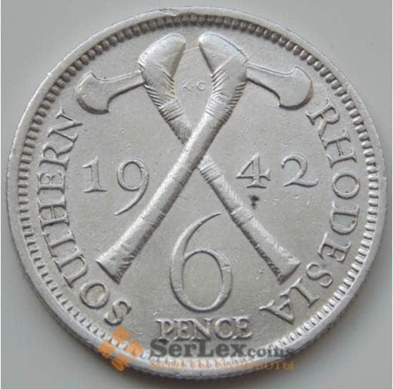 Южная Родезия 6 пенсов 1942 КМ17 XF арт. 6613