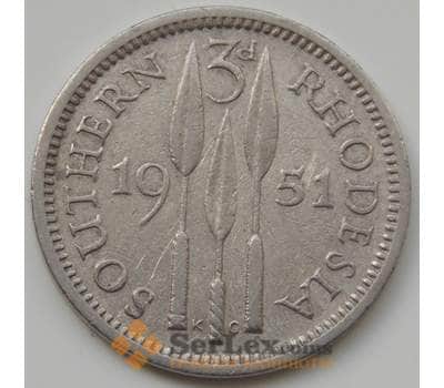 Монета Южная Родезия 3 пенса 1951 КМ20 VF арт. 6603