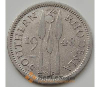 Монета Южная Родезия 3 пенса 1948 КМ20 VF арт. 6606