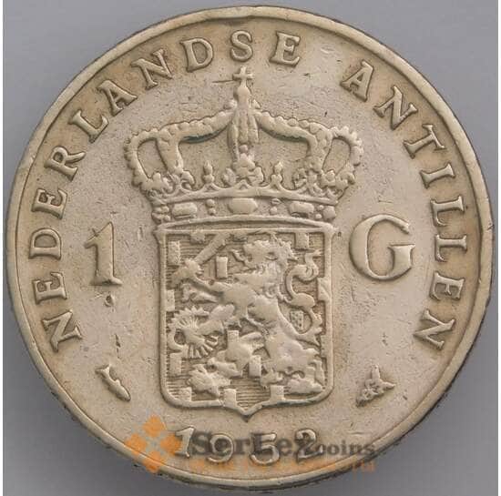 Нидерландские Антиллы 1 гульден 1952 КМ2 VF Серебро арт. 18135