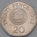 Монета Гернси 20 пенсов 1992 КМ44 XF арт. 38496