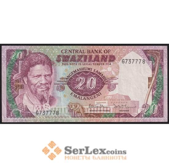 Свазиленд банкнота 20 эмалангени 1985 Р11b VF арт. 43639