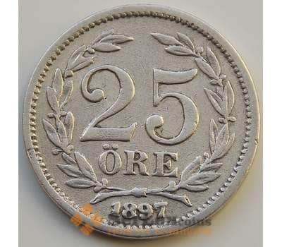 Монета Швеция 25 эре 1897 КМ739 VF арт. 8282