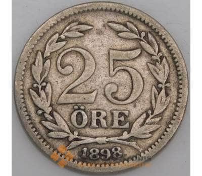 Монета Швеция 25 эре 1898 КМ739 VF арт. 8275