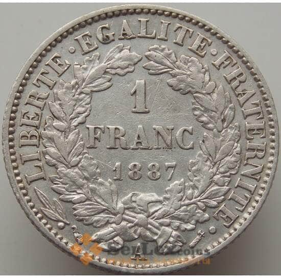 Франция 1 франк 1887 А КМ822 XF арт. 9270