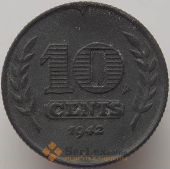 Нидерланды 10 центов 1942 КМ173 VF арт. 9278