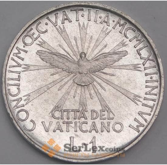 Ватикан монета 1 лира 1962 КМ67 UNC арт. 42427