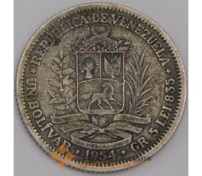 Венесуэла монета 1 боливар 1954 Y37 F арт. 41379