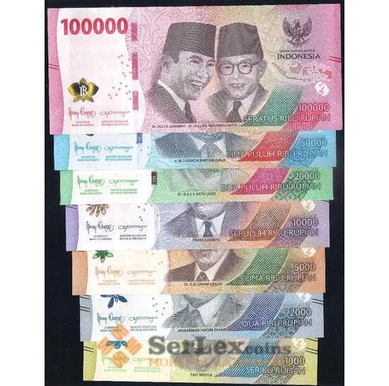 Индонезия набор банкнот 1000 - 100000 рупий 2022 (7 шт.) UNC арт. 38655
