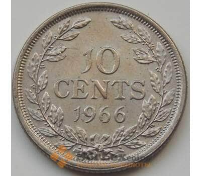 Монета Либерия 10 центов 1966 КМ15а.1 XF арт. 7505