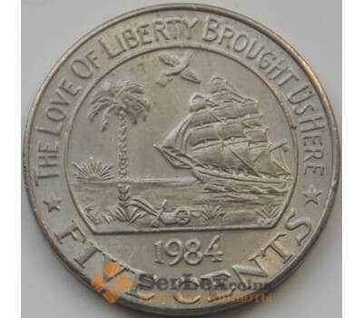 Монета Либерия 5 центов 1960-1984 КМ14 aUNC арт. 7503