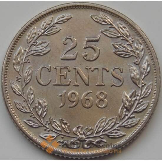 Либерия 25 центов 1962-1975 КМ16а.2 aUNC арт. 7500
