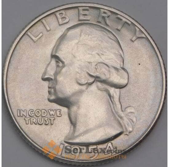 США монета 1/4 доллара 1954 S КМ164 UNC арт. 43146