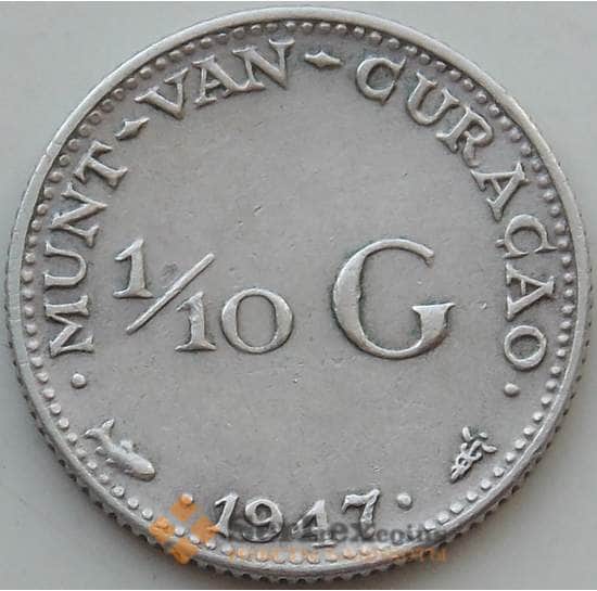 Кюрасао монета 1/10 гульдена 1947 КМ43 XF арт. 14597