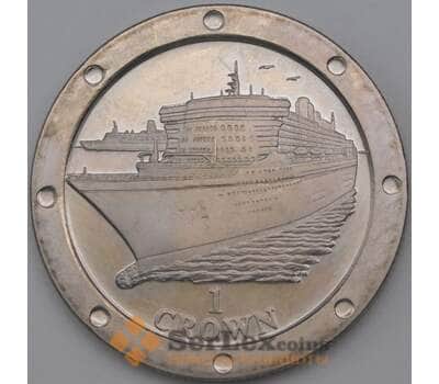 Монета Мэн остров 1 крона 2004 КМ1218 Лайнер Королева Мэри арт. 27024
