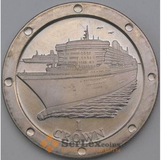 Мэн остров 1 крона 2004 КМ1218 Лайнер Королева Мэри арт. 27024
